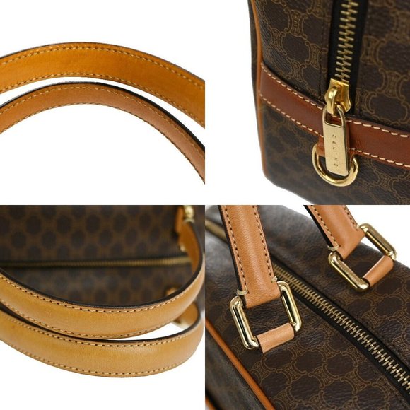 Auth CELINE Macadam Pattern Hand Bag PVC Leather Brown Gold Made In Italy - Picture 13 of 16